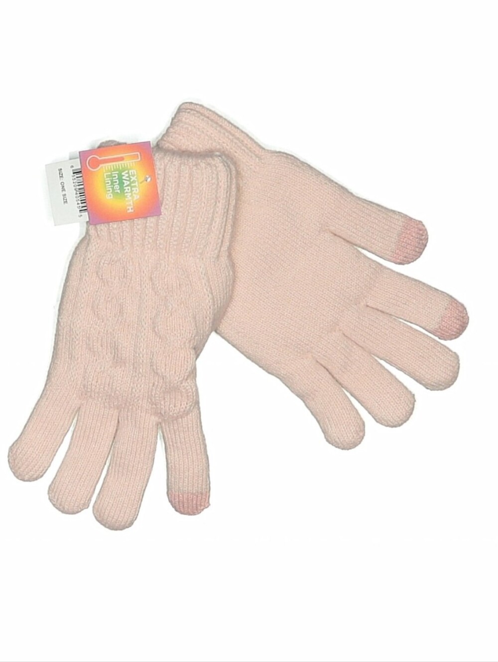 NWT Baby Pink Cable Knit Gloves • One Size • Extra Warmth Lining